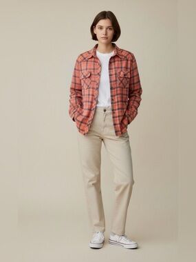 OCHENTA Women’s XL Flannel Cotton Shirt Shaket Plaid Colorful Cowgirl Western‎